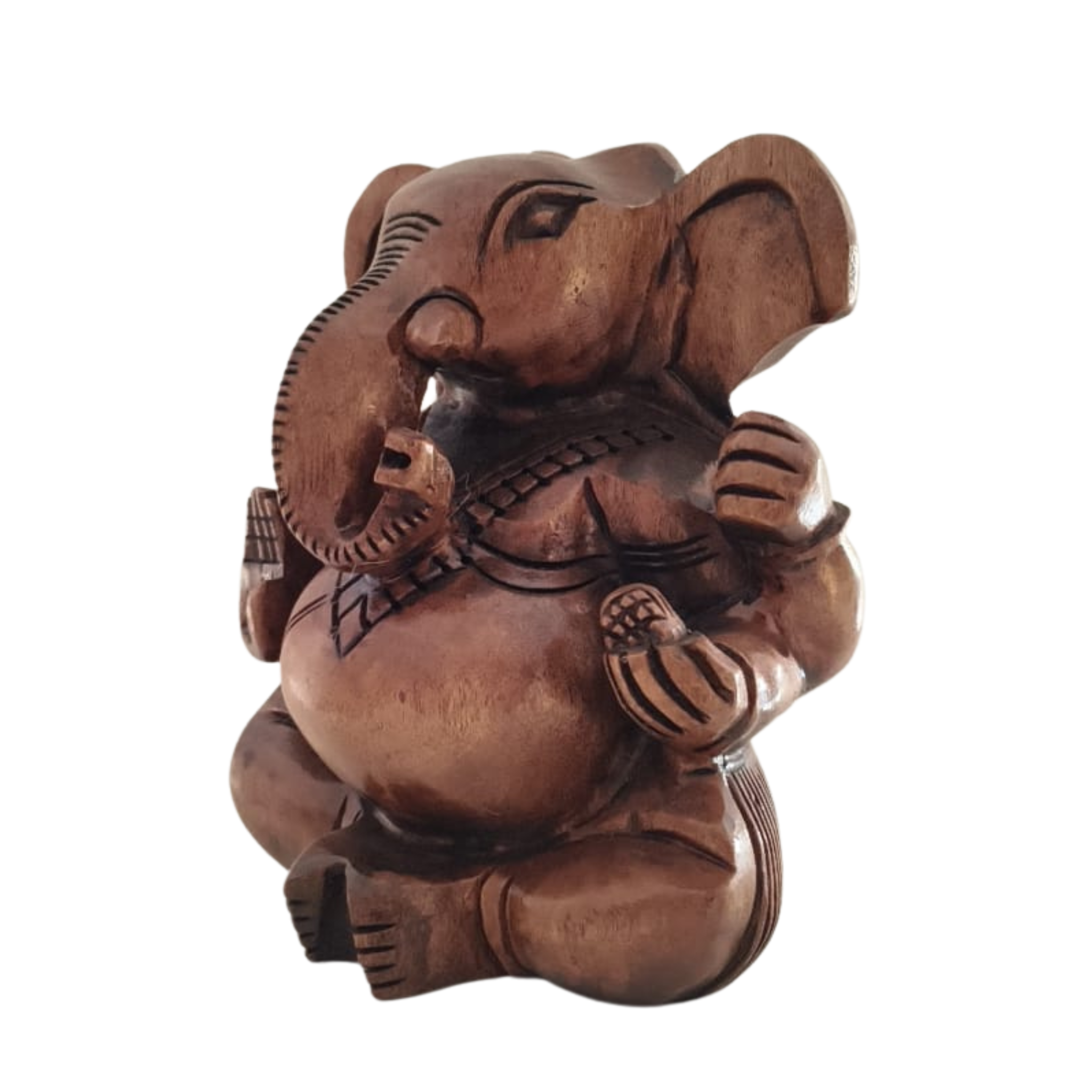 Decorative Wooden Ganesh in Seated Position | Handmade Religious Figurine