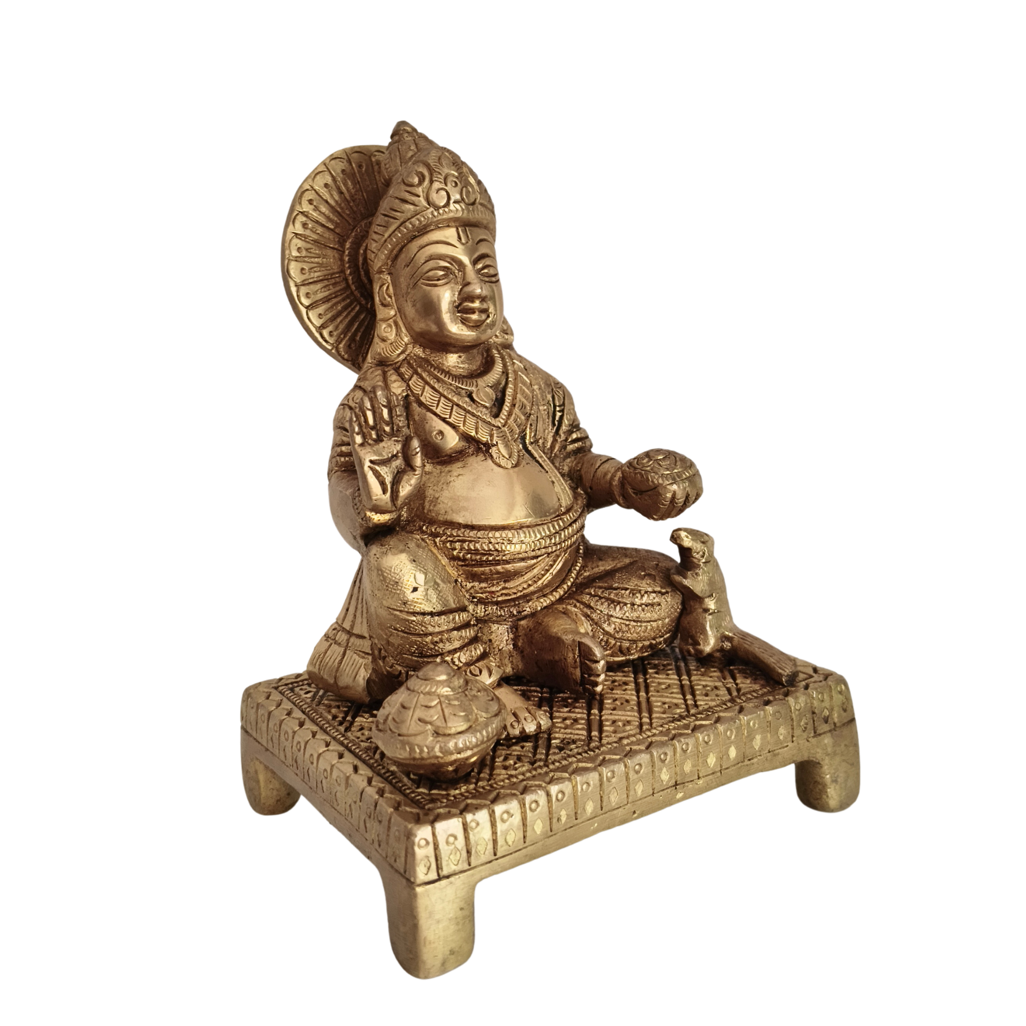 Handcrafted Brass Lord Kubera (Kuberudu) Idol The Celestial Bestower of Wealth and Abundance