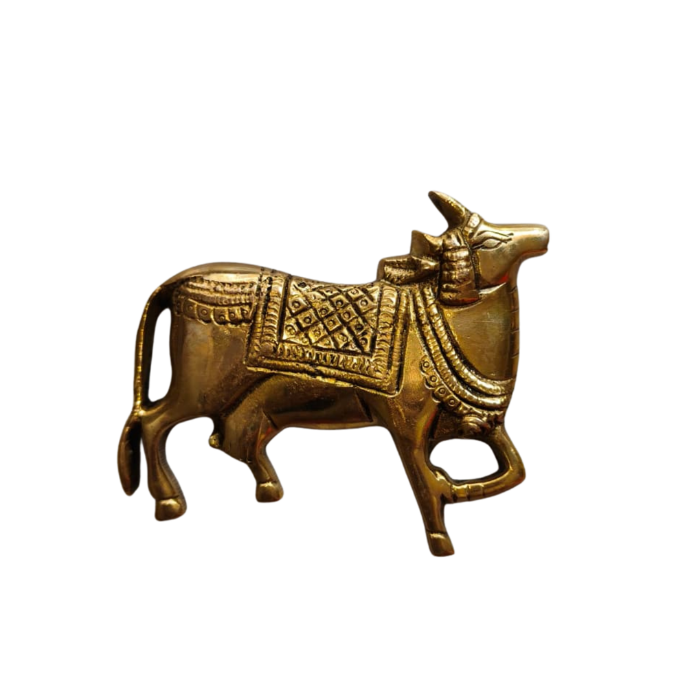 Sacred Golden Brass Nandi Wall Hanging / Decor Idol   Brass Ware