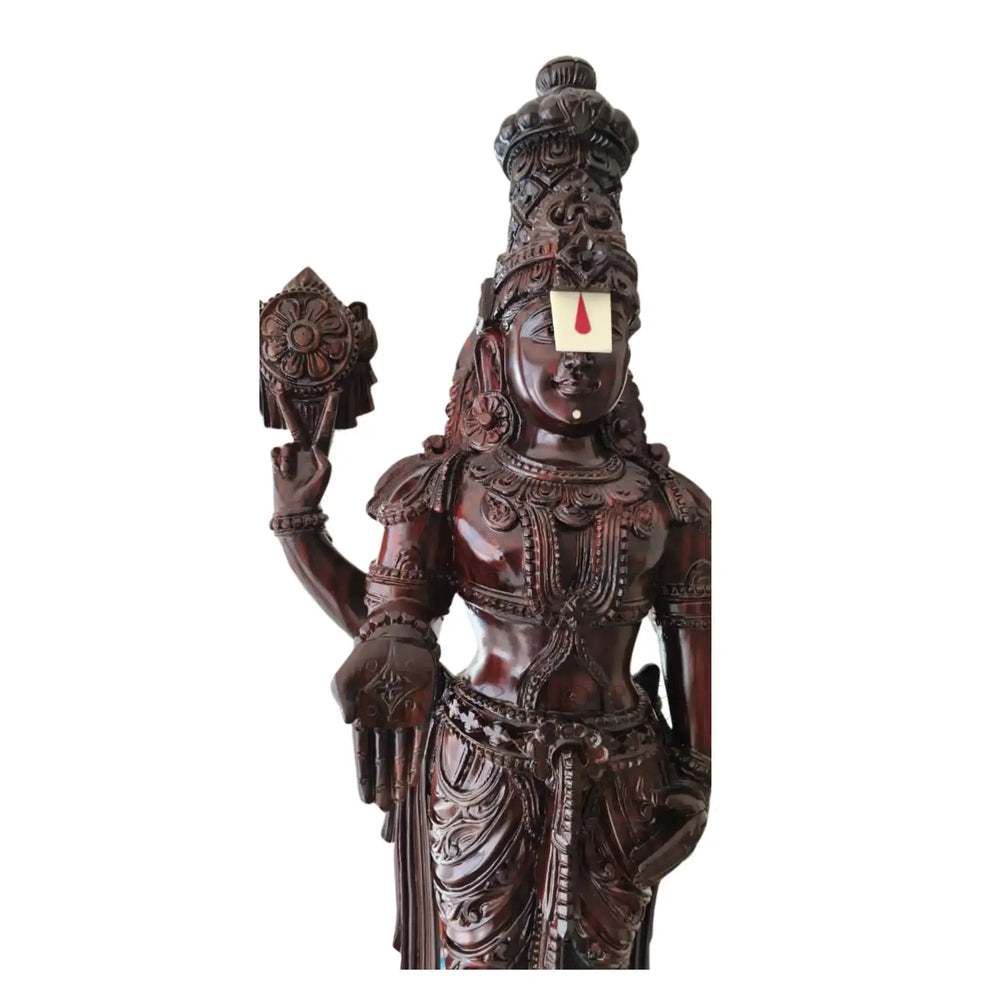 Rosewood balaji Carved wooden statue of a deity on a white background
