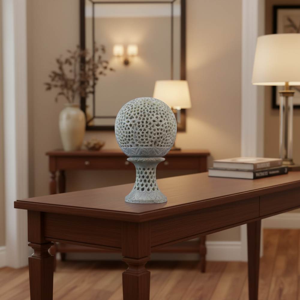 Globe with Intricate Taj Mahal Jali Carving – Heritage Indian Handicraft   Jali Art