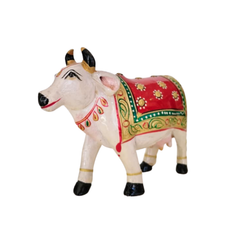 Hand-Painted Wooden Cow – Colorful Decorative Figurine