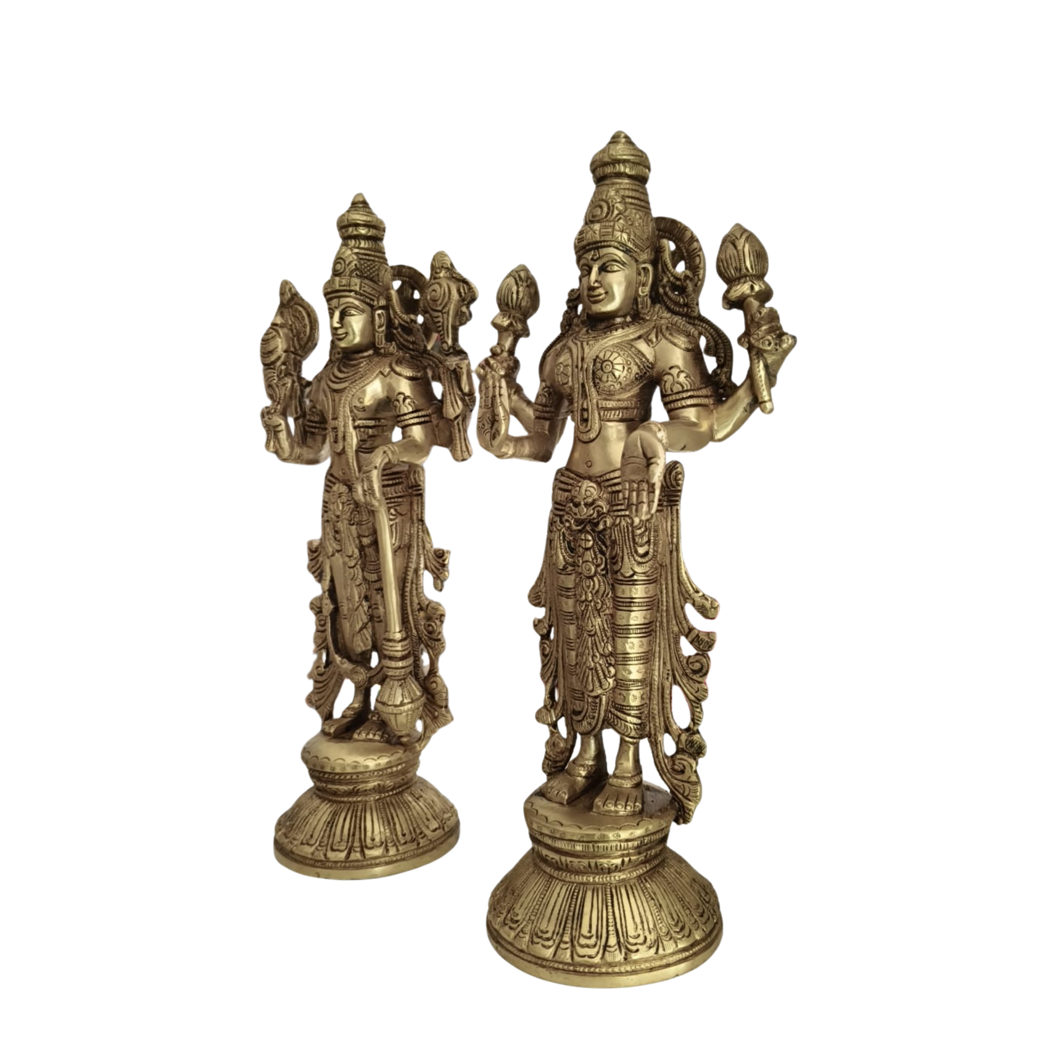 Divine Brass Vishnu Lakshmi Idols Set – Traditional South Indian Handcrafted Art
