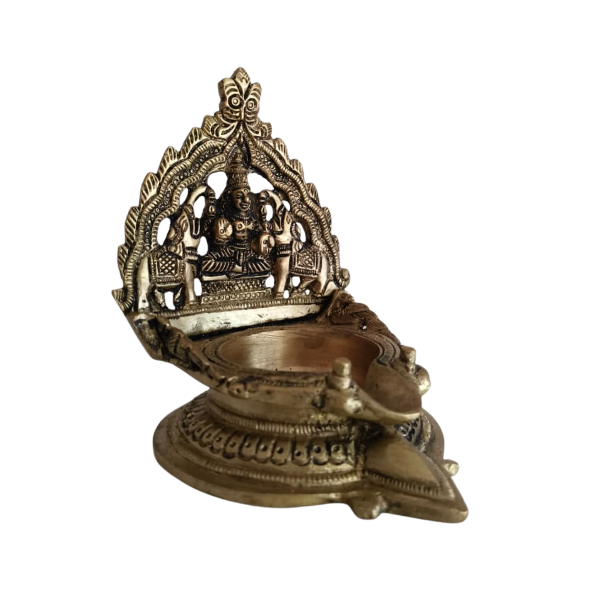 Brass Gaja Lakshmi Diya (Oil Lamp with Elephants)