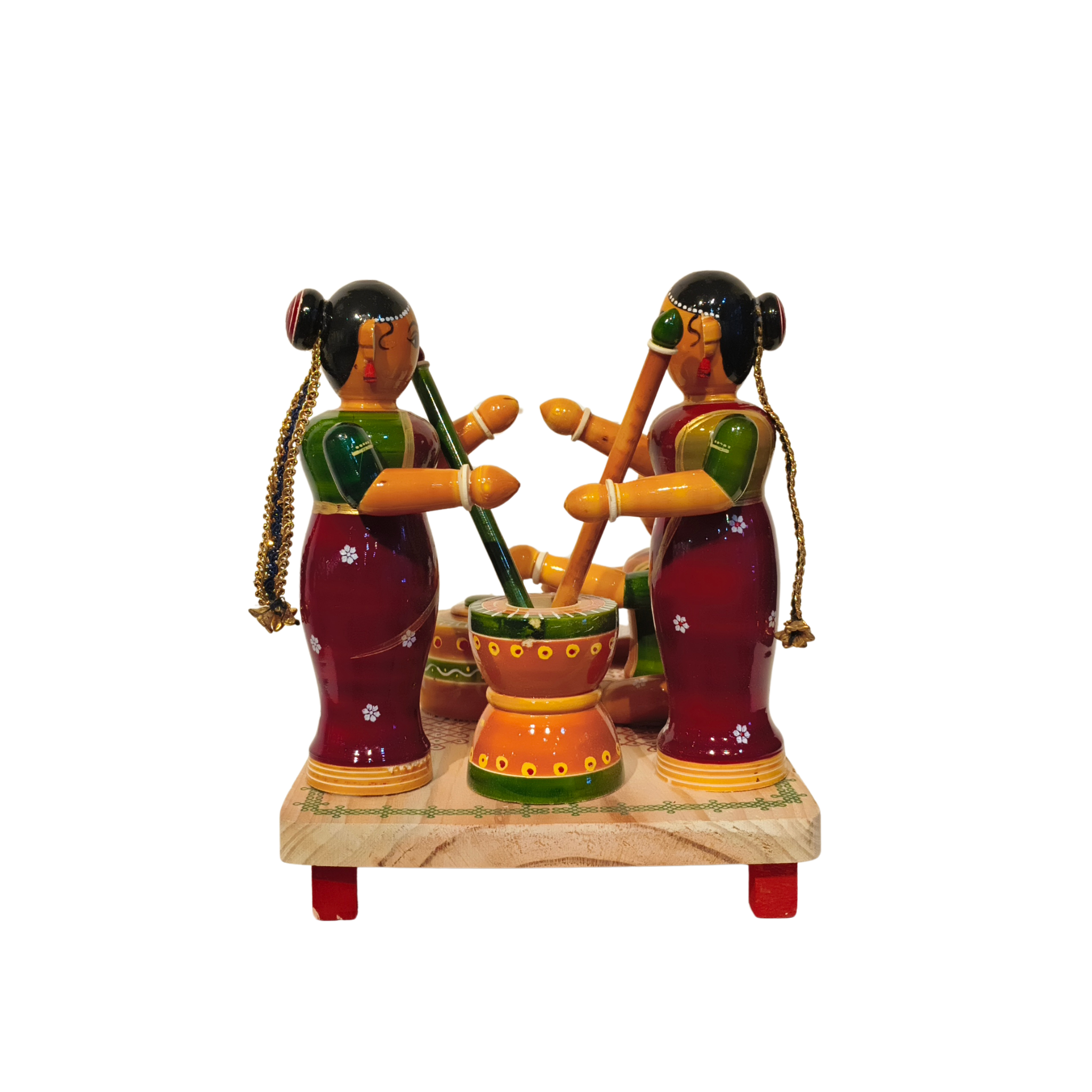 Etikoppaka Lacquer Village Scene - Traditional Women and Pot Diorama