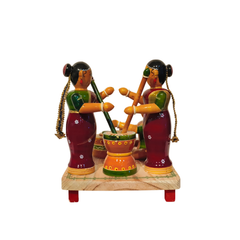 Etikoppaka Lacquer Village Scene - Traditional Women and Pot Diorama