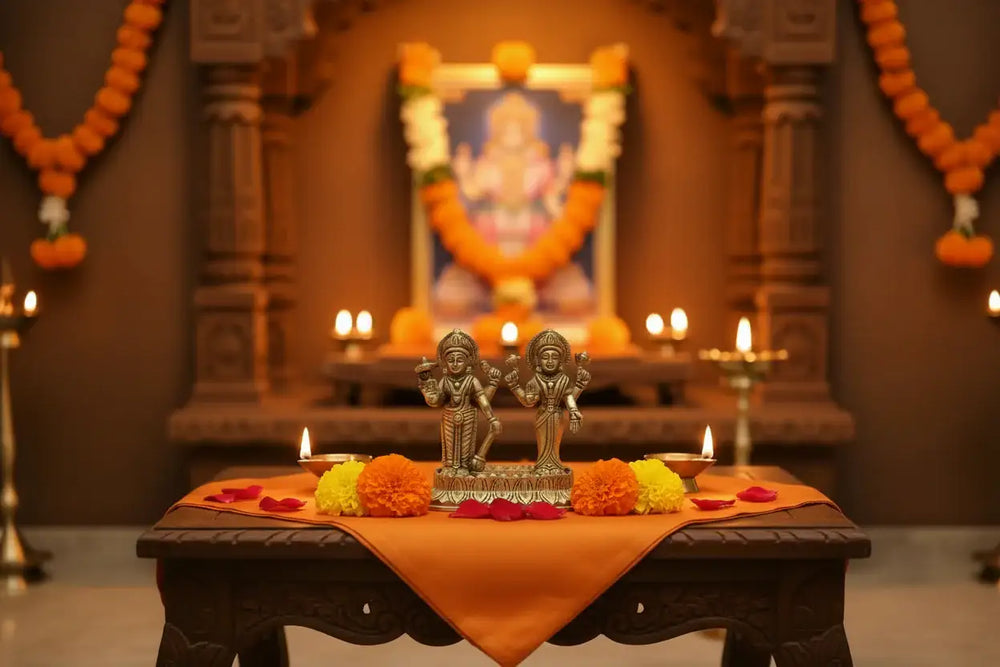 Sacred Brass Vishnu Lakshmi on Lotus Idol – Divine Prosperity & Protection Murti   Brass Ware