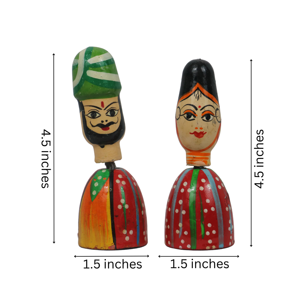 Sardar Spring Doll – Handcrafted Bobble Head for Car & Home Decor   Wooden Lacquerware&toys