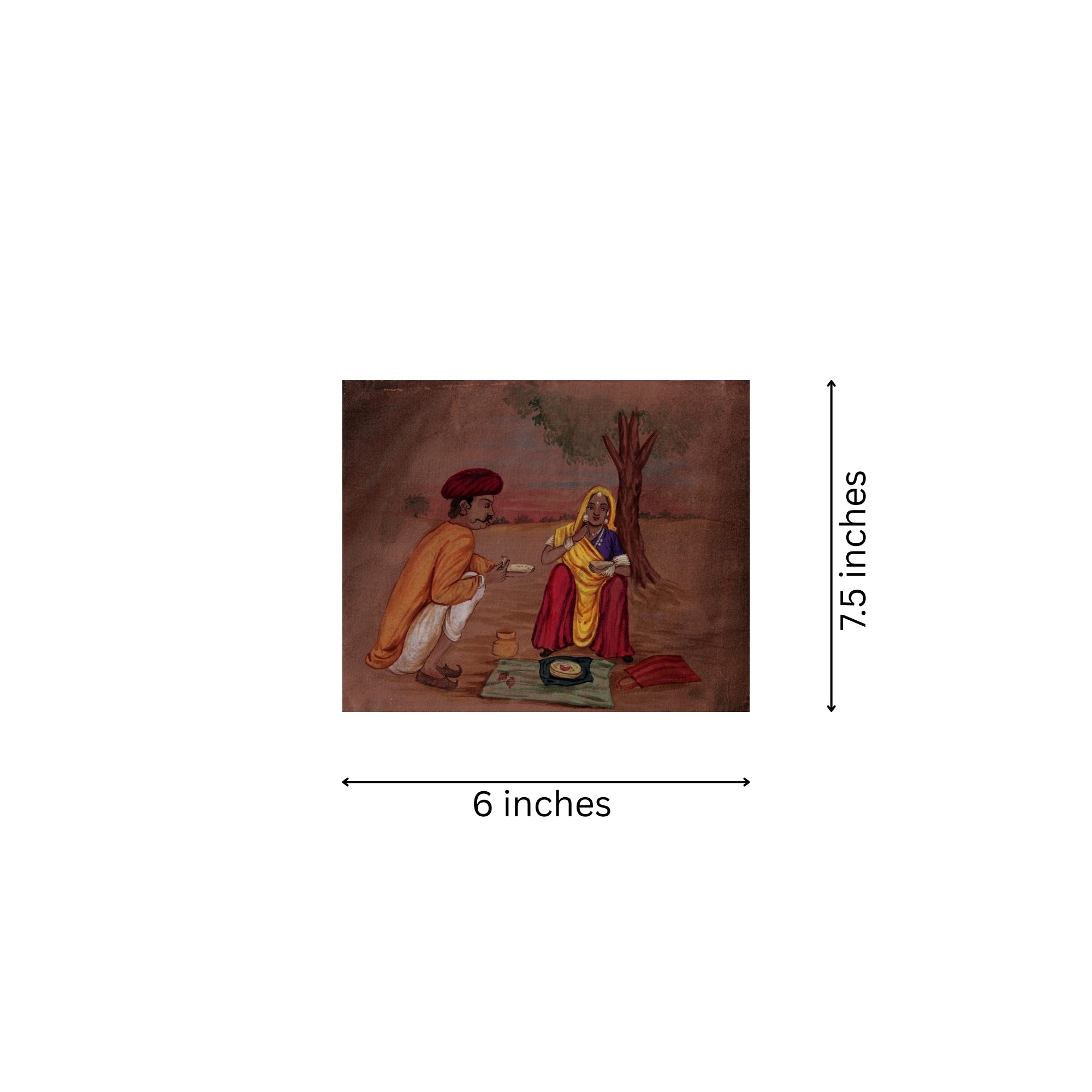 A Rural Indian Couple - Traditional Miniature Painting