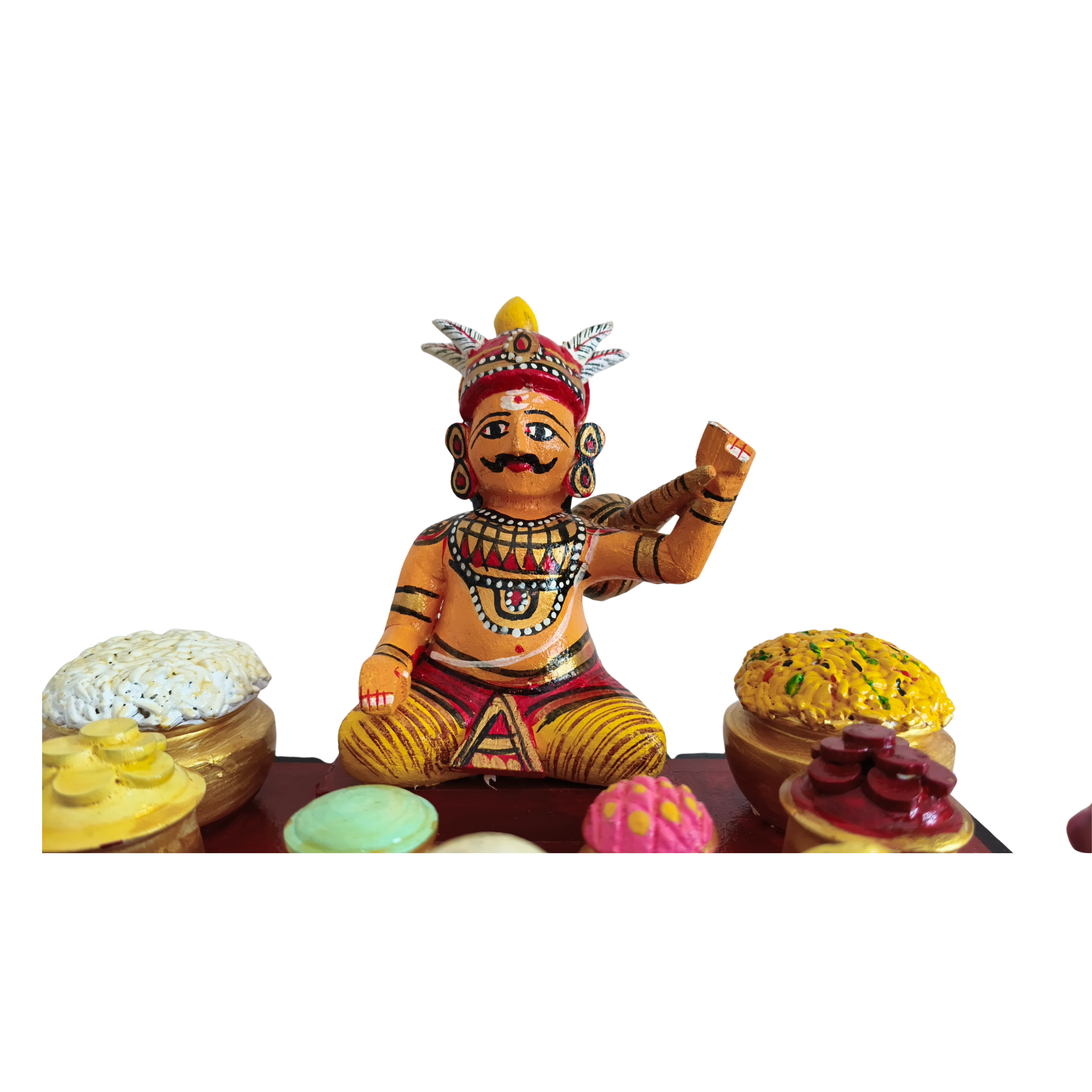 Majestic Kumbhakarna (Kumbhakaranudu) Kondapalli Doll with Feast – Traditional Epic Art