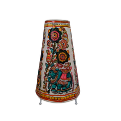 Traditional Indian Leather Puppetry Lamp - Floral Elephant | Bed Lamp