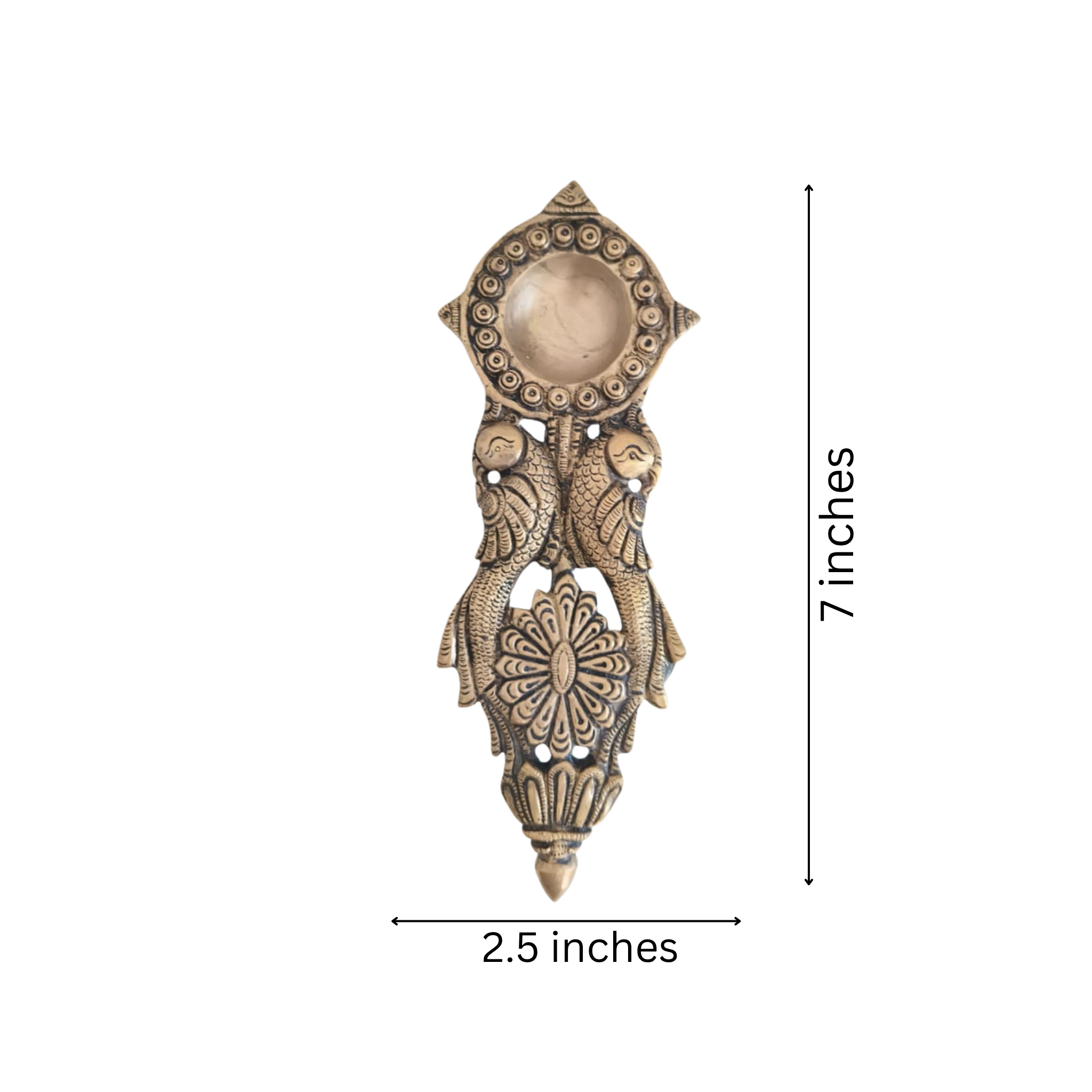 Handcrafted Brass Peacock Wall-Mounted Diya and Aarti Lamp