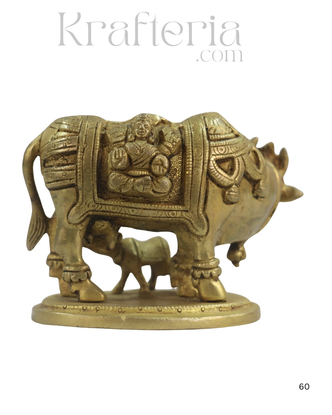 Divine Brass Kamadhenu with Calf – Sacred Vastu and Pooja Idol