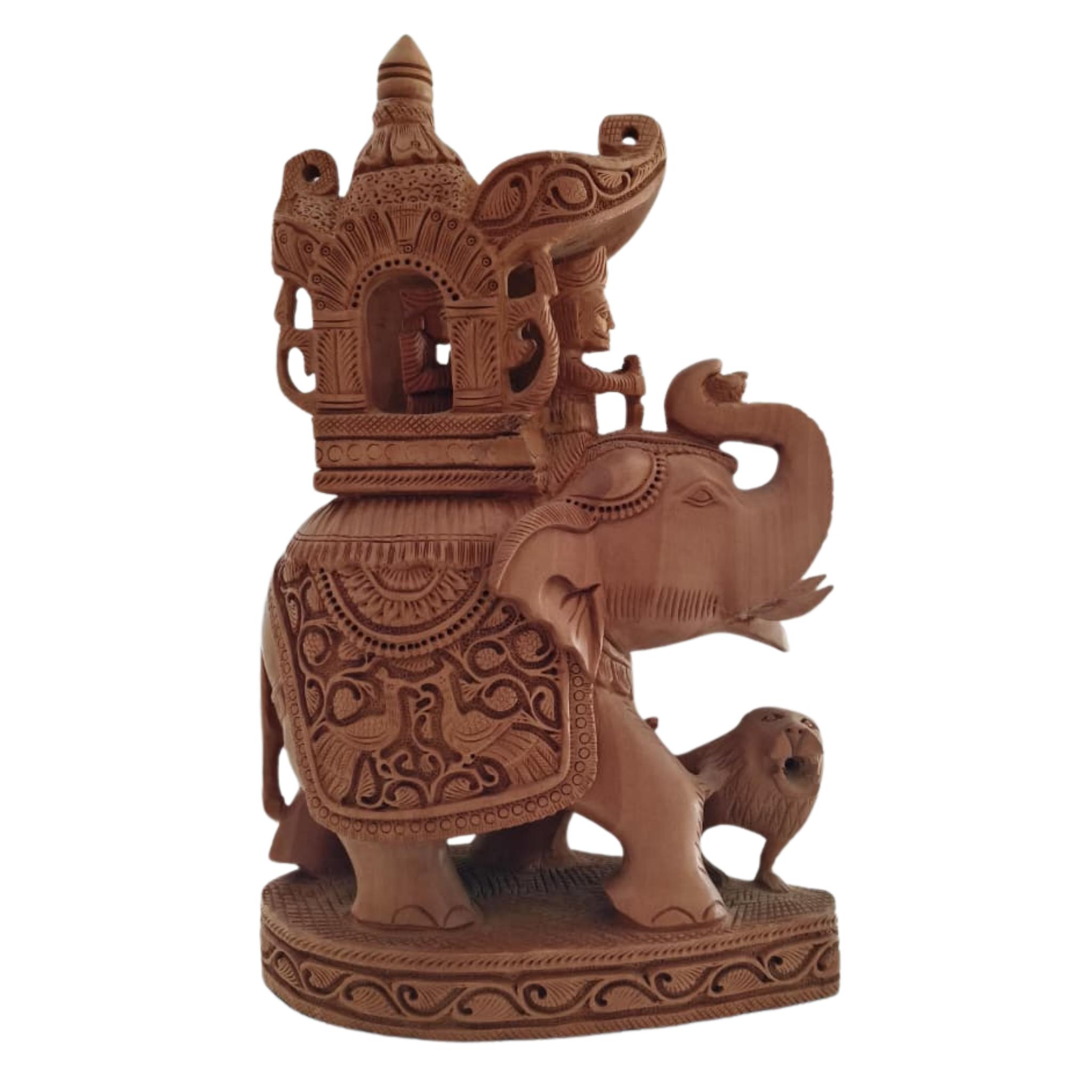 Hand-Carved Wooden Elephant with Ambari | Traditional Indian Decor