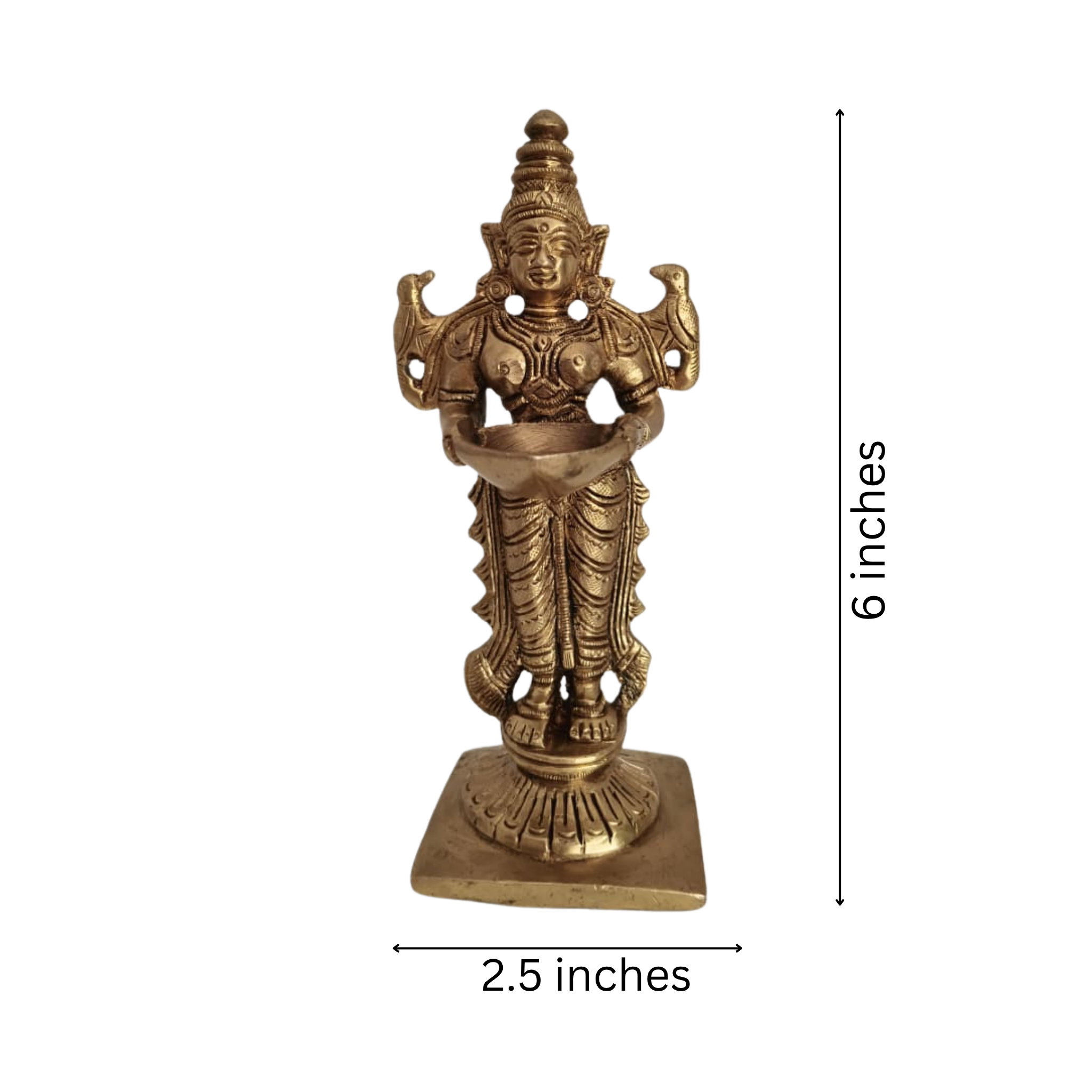 Graceful Brass Lady with Diya – Symbol of Devotion and Radiant Light from Aligarh