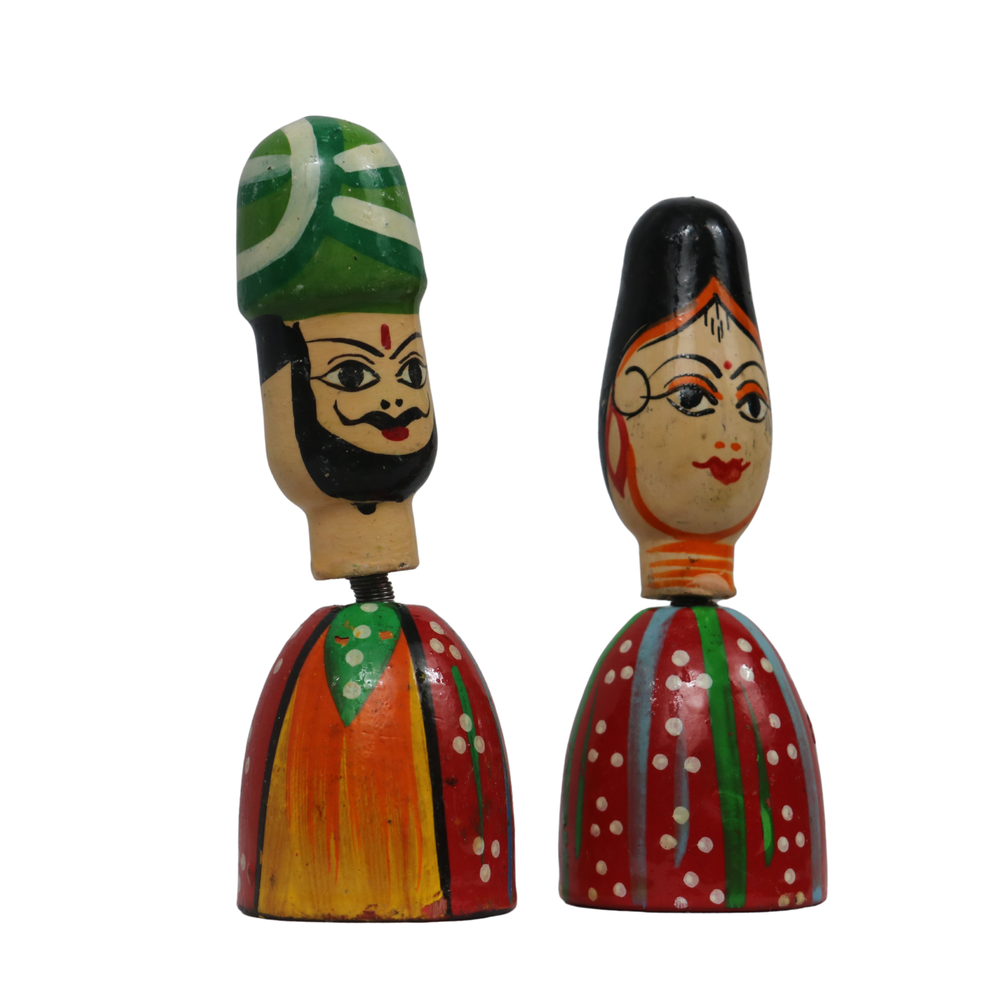 Sardar Spring Doll – Handcrafted Bobble Head for Car & Home Decor   Wooden Lacquerware&toys