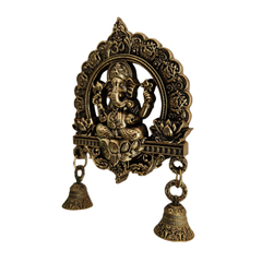 Antique Brass Finish Ganesha Wall Hanging with Bells  