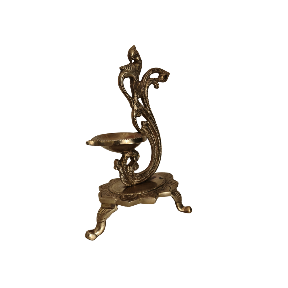 Brass Peacock Oil Lamp Stand For Pooja Room And Home Decor   Oil Lamp Stand