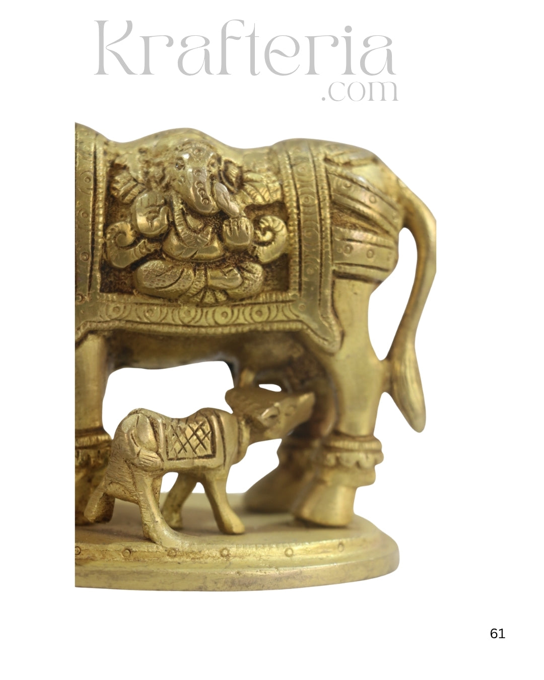 Divine Brass Kamadhenu with Calf – Sacred Vastu and Pooja Idol