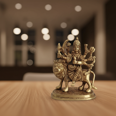 Brass Goddess Durga Riding Lion: The Divine Protector and Destroyer of Evil