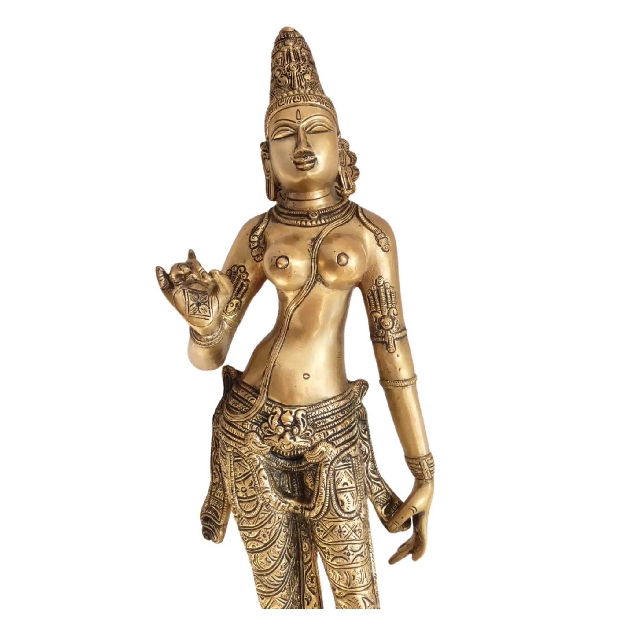 Elegant Brass Devi Lakshmi Statue - Divine Indian Goddess Sculpture   Brass Ware