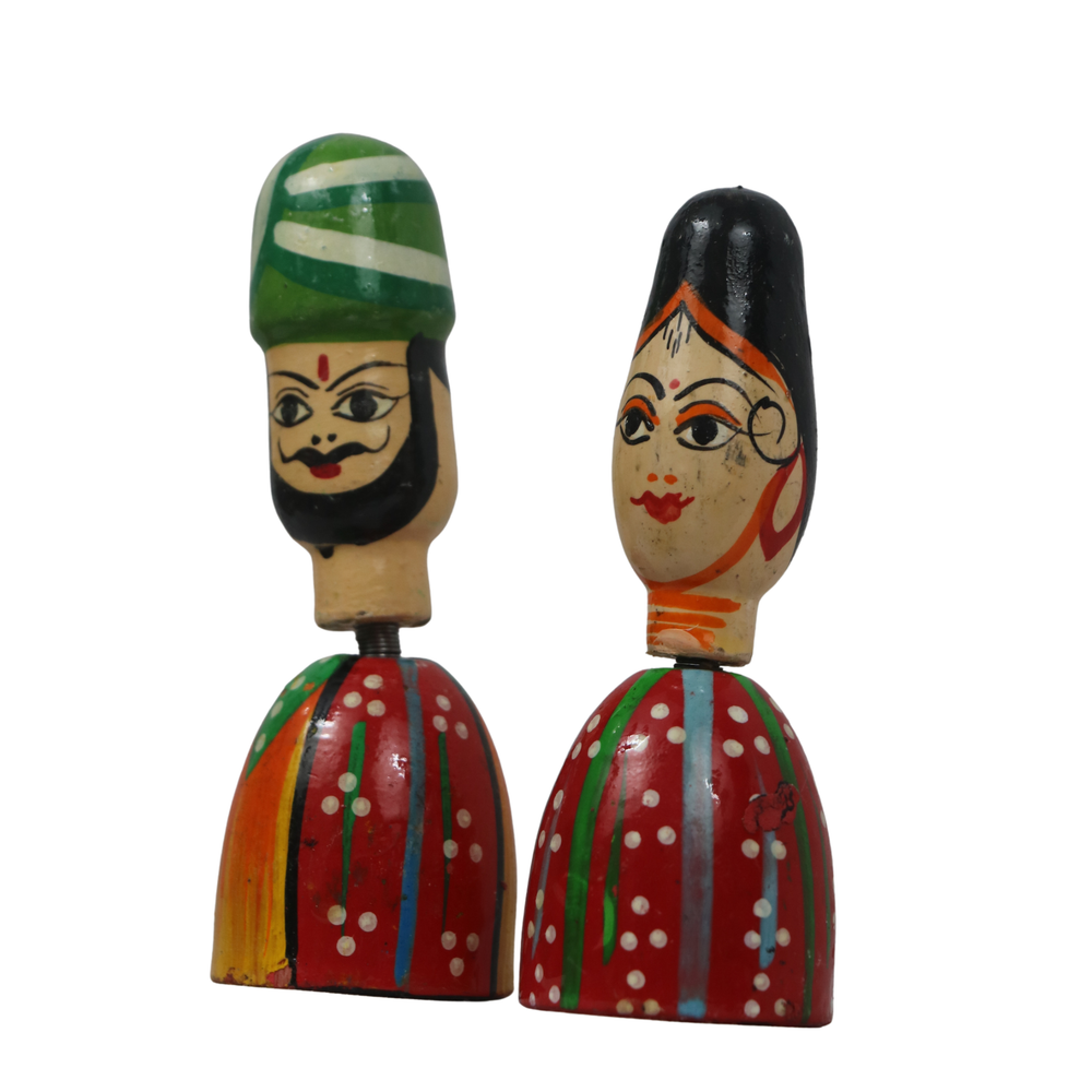 Sardar Spring Doll – Handcrafted Bobble Head for Car & Home Decor   Wooden Lacquerware&toys