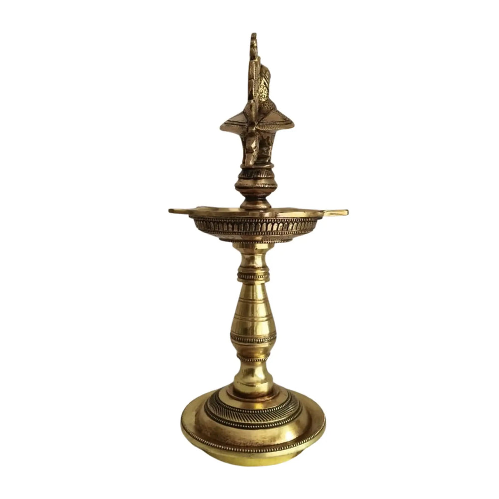 Brass Peacock Oil Lamp – Standing Pooja Deepam   Brass Ware