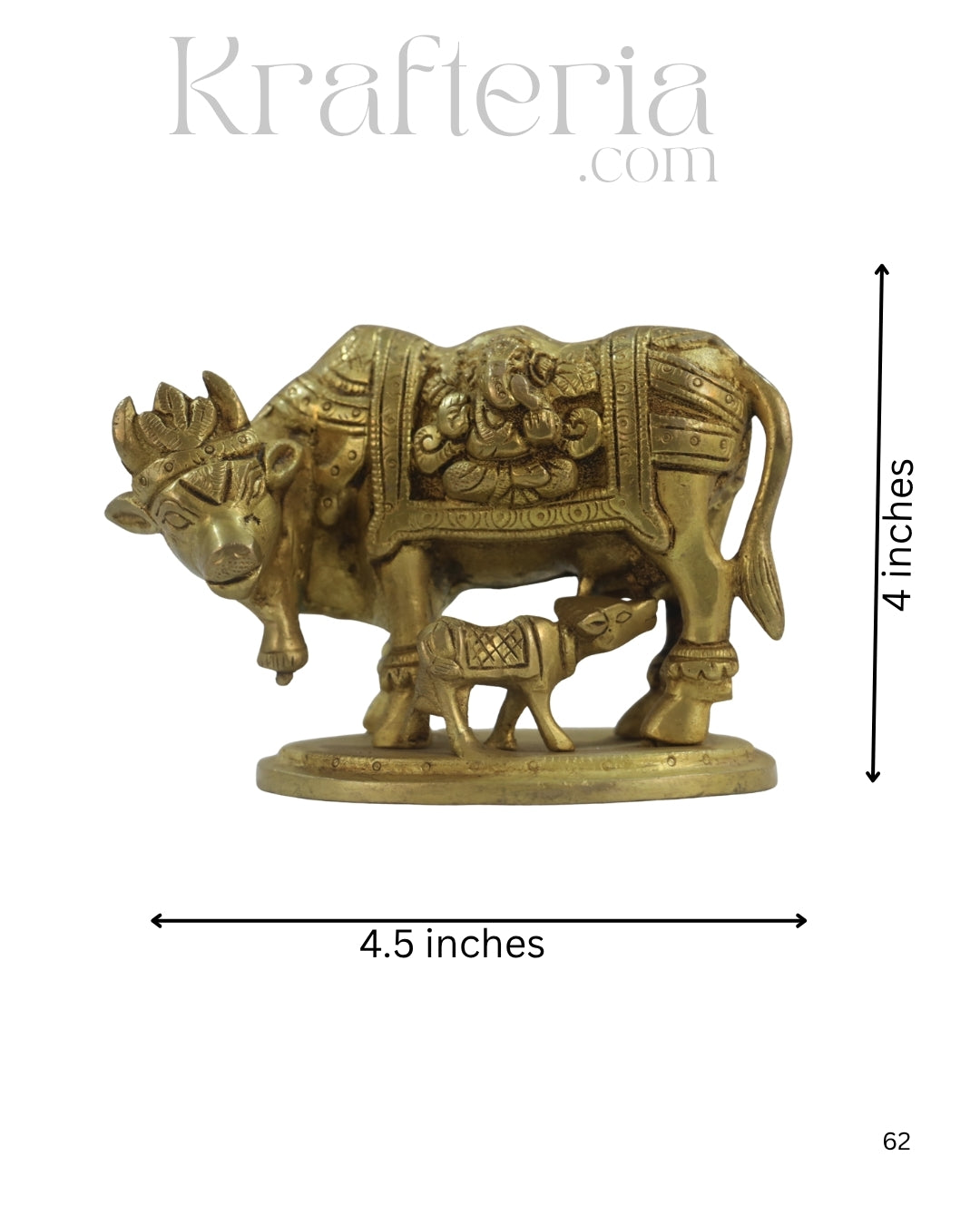 Divine Brass Kamadhenu with Calf – Sacred Vastu and Pooja Idol
