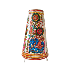 Traditional Indian Leather Puppetry Lamp - Floral Elephant | Bed Lamp
