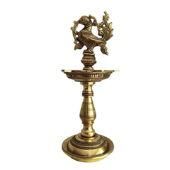 Brass Peacock Oil Lamp – Standing Pooja Deepam   Brass Ware