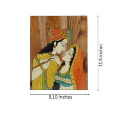 Radha Krishna Rosewood Inlay – Handcrafted Wooden Wall Art