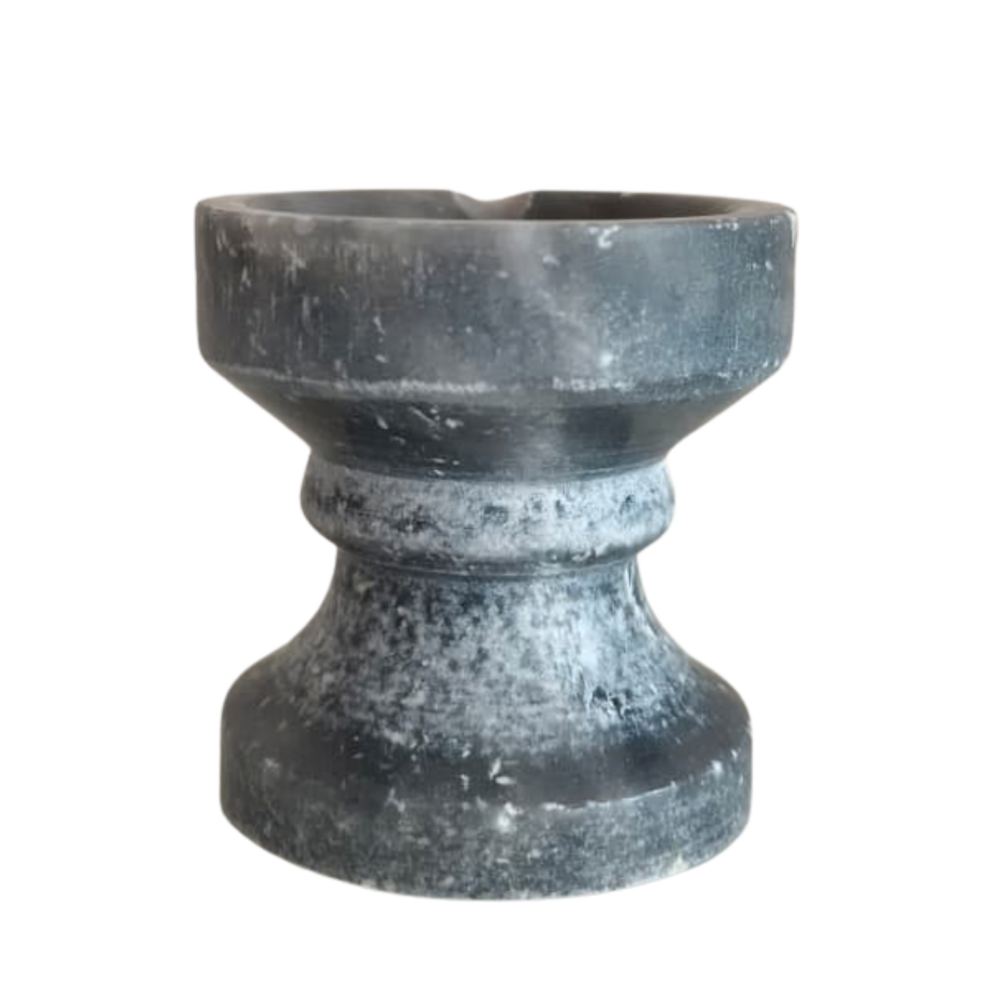 Black Marble Diya with Stand – Oil Lamp for Pooja & Home Décor   Marble Soft Stone