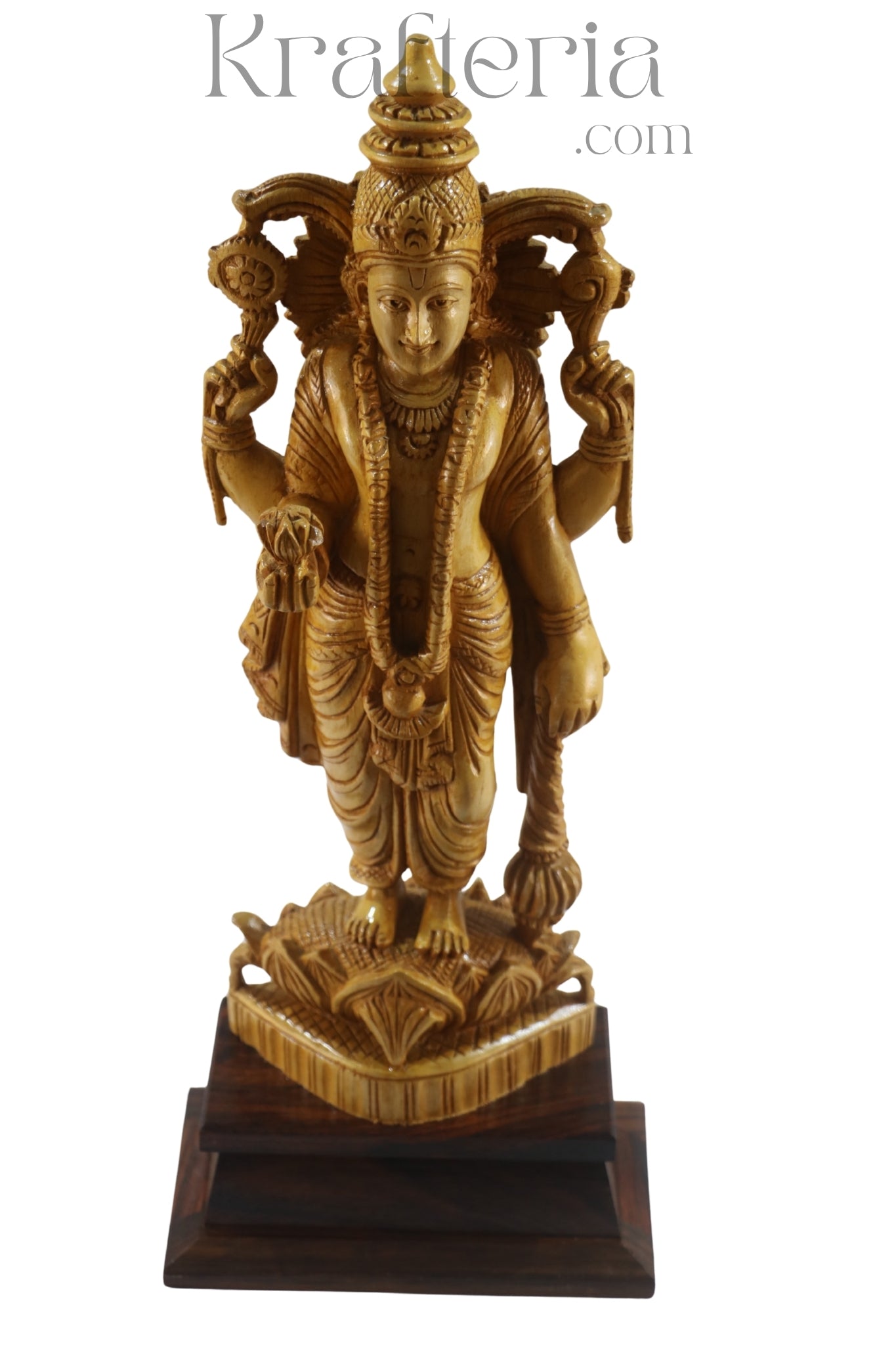 Elegant Narayana Sculpture – Shivani Wood & Rosewood Base Masterpiece