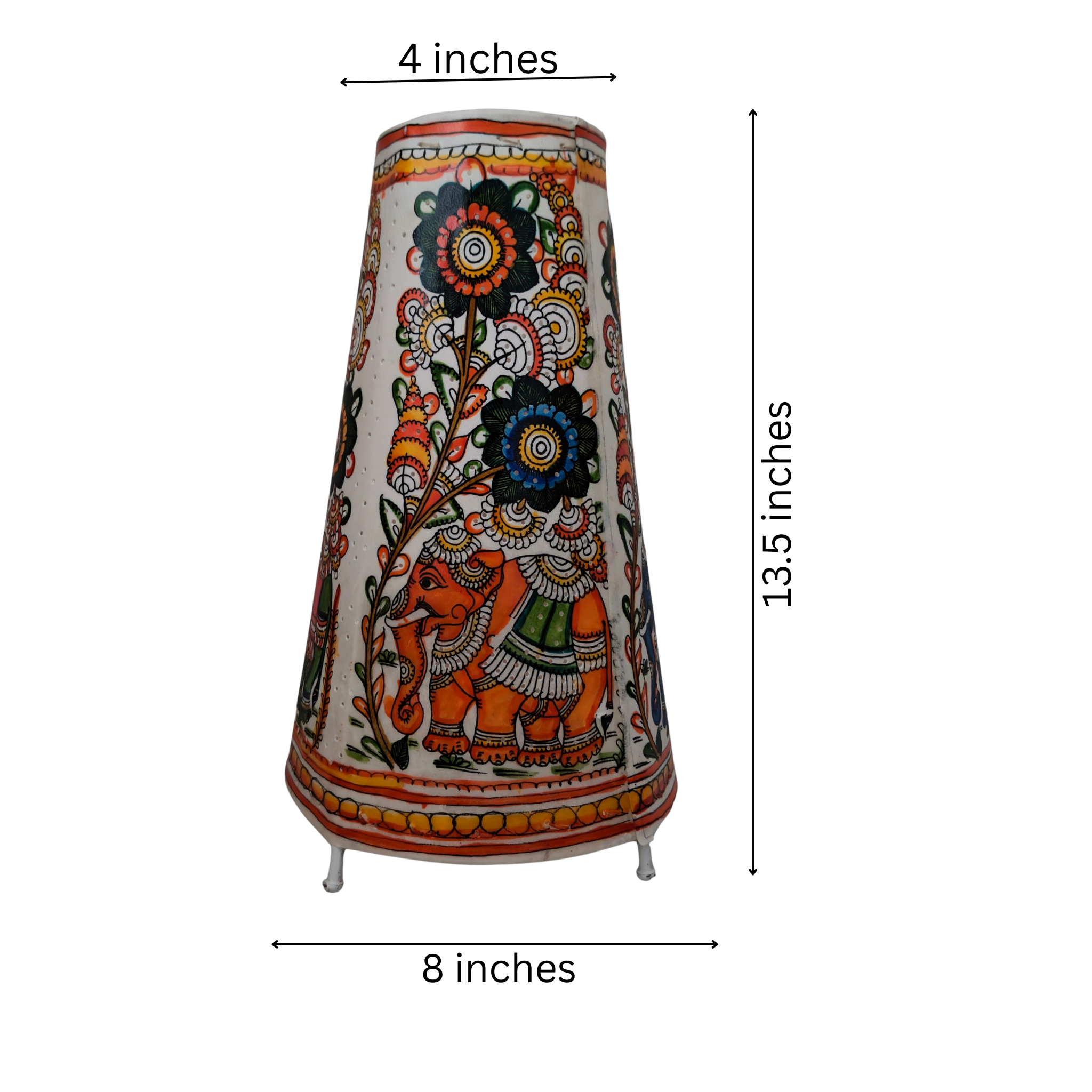 Hand-Painted Leather Puppetry Lamp - Floral Elephant | Bed Lamp