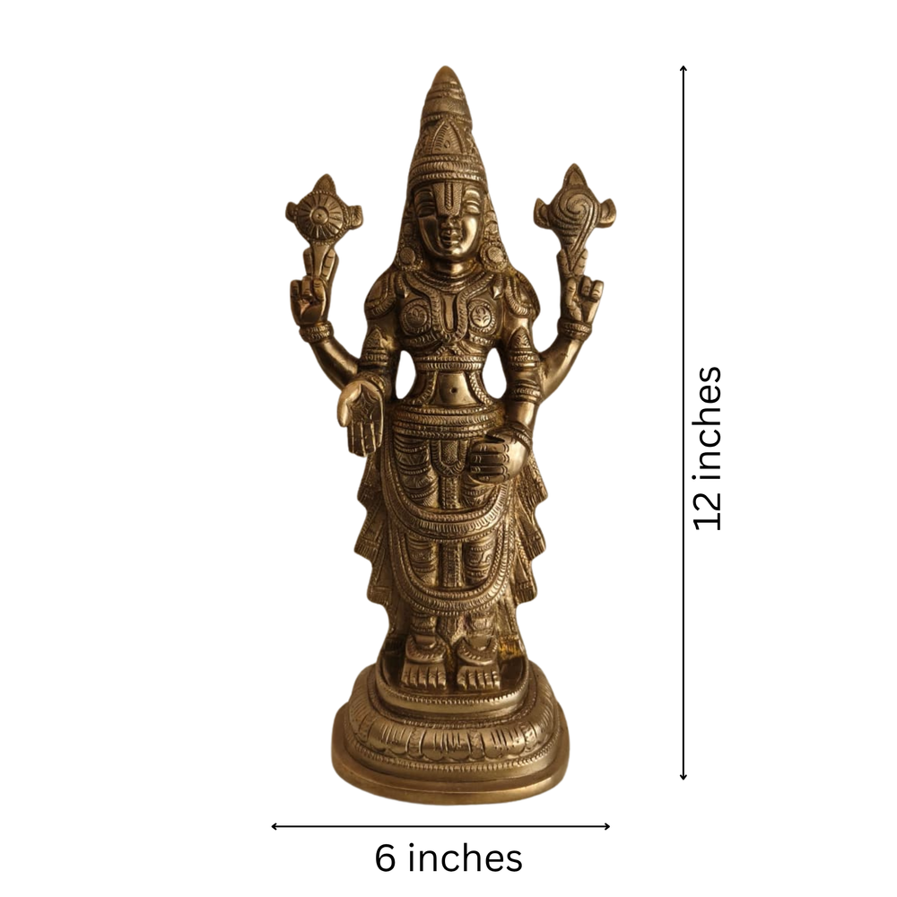 Traditional Balaji Idol for Home Temple, Pooja & Spiritual Decor   Brass Artwork