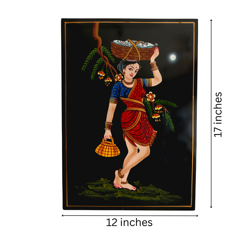 Hand-painted fisherwoman art