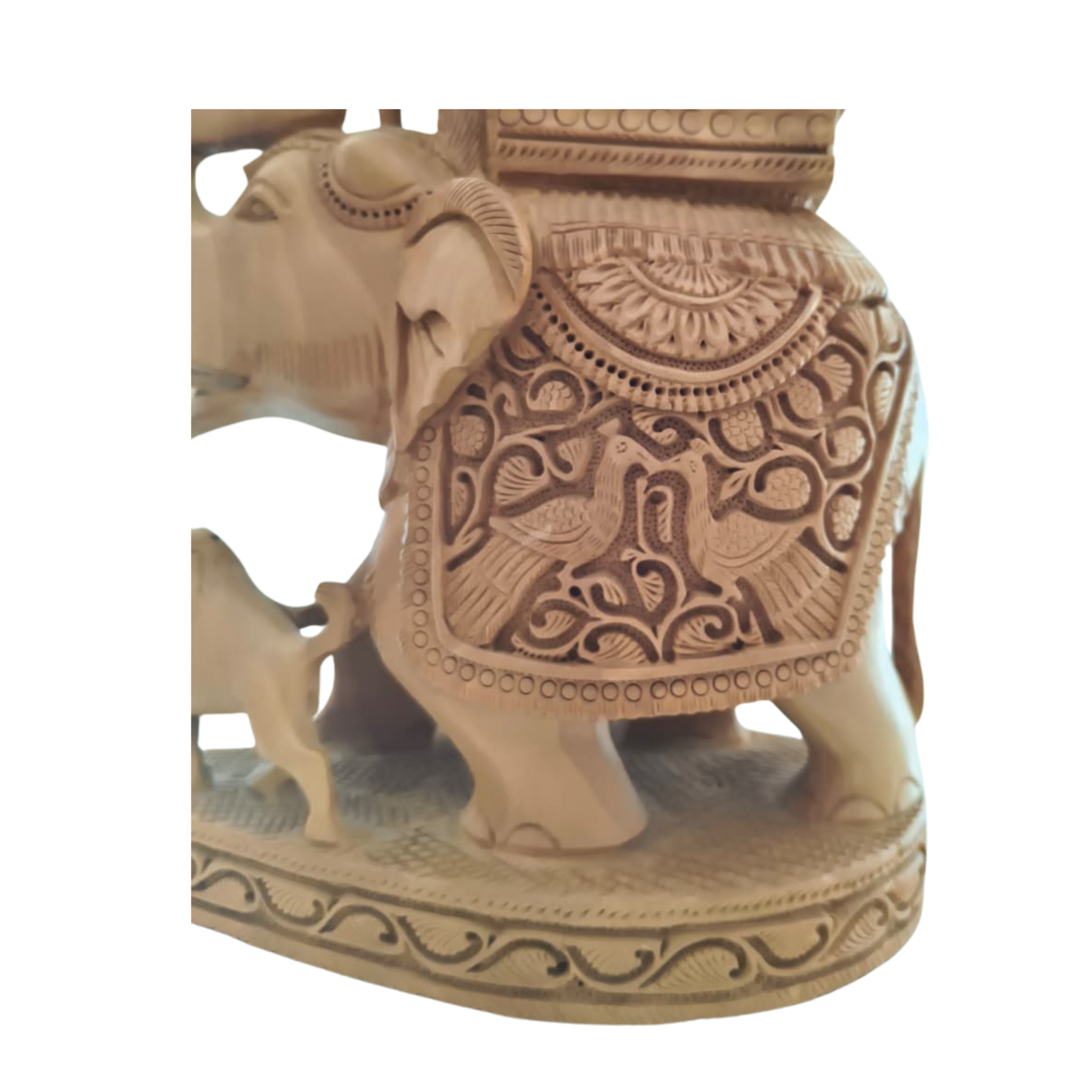Hand-Carved Wooden Elephant with Ambari | Traditional Indian Decor