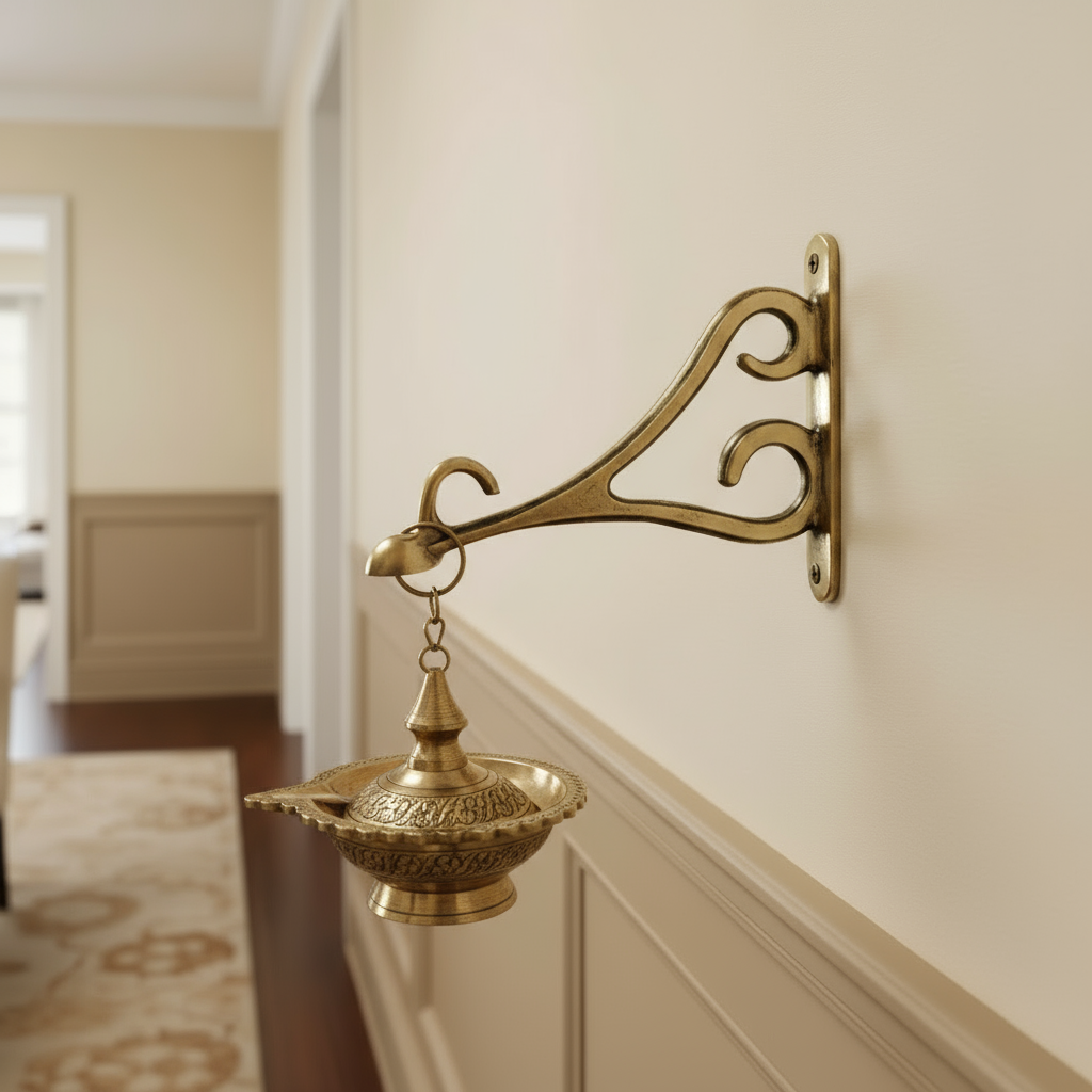 Ornate Antique Brass Wall Mounting Hanging Bracket