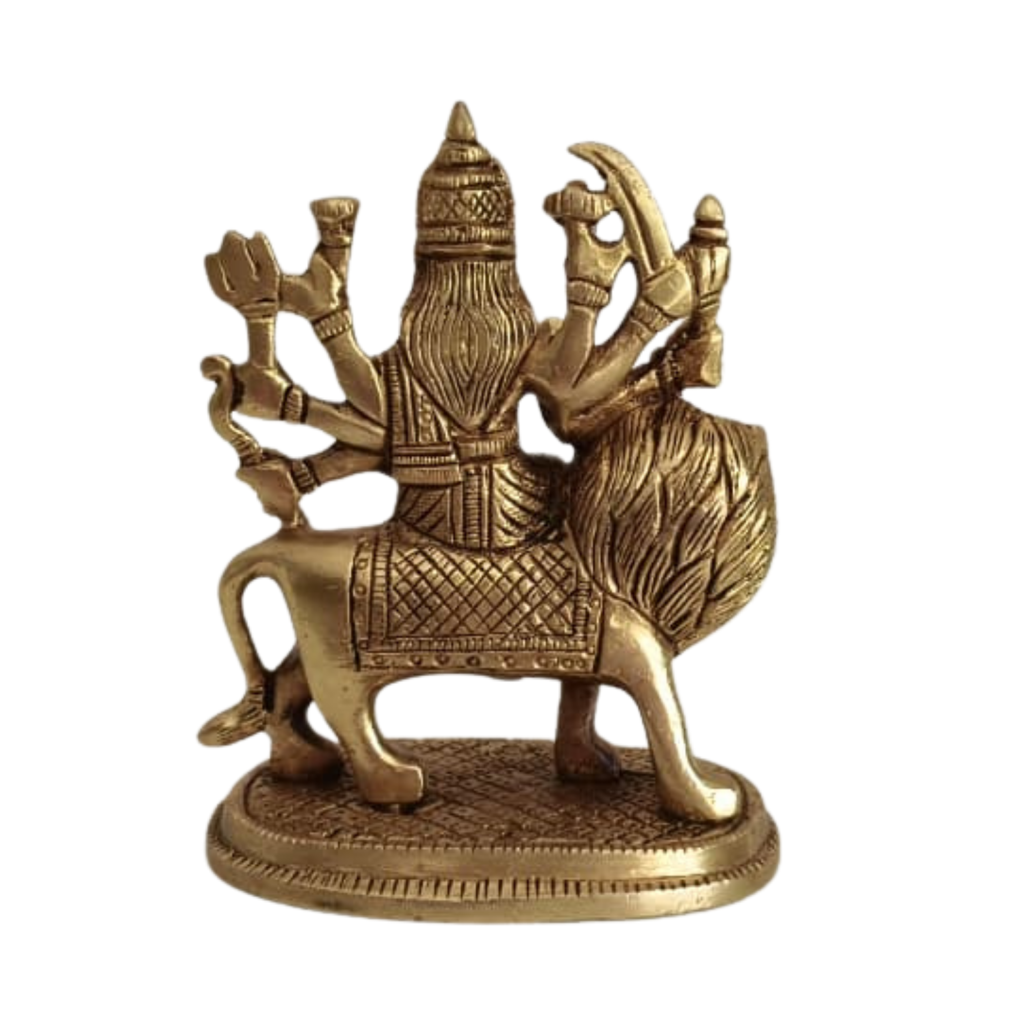 Brass Goddess Durga Riding Lion: The Divine Protector and Destroyer of Evil