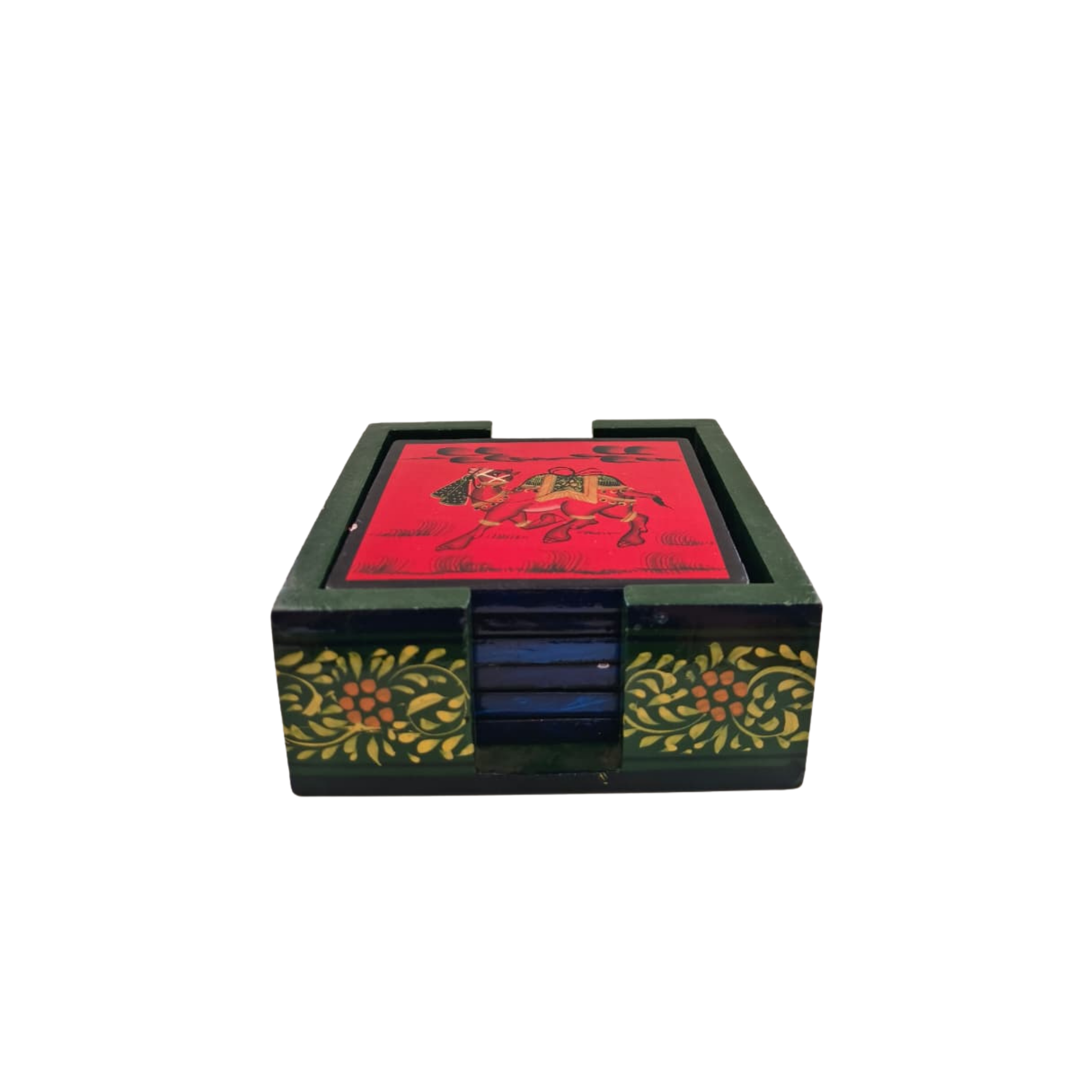 Hand-Painted Wooden Tea Coasters | Set of Decorative Drink Mats