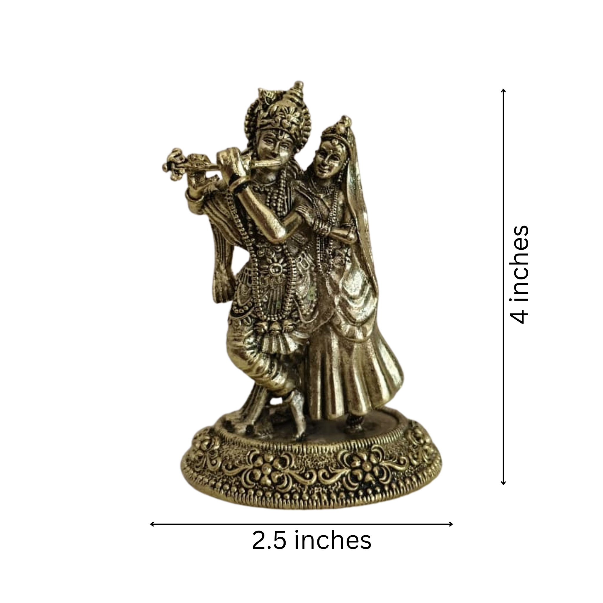 Brass Radha Krishna Idol with Flute – Embodiment of Eternal Love and Divine Bliss
