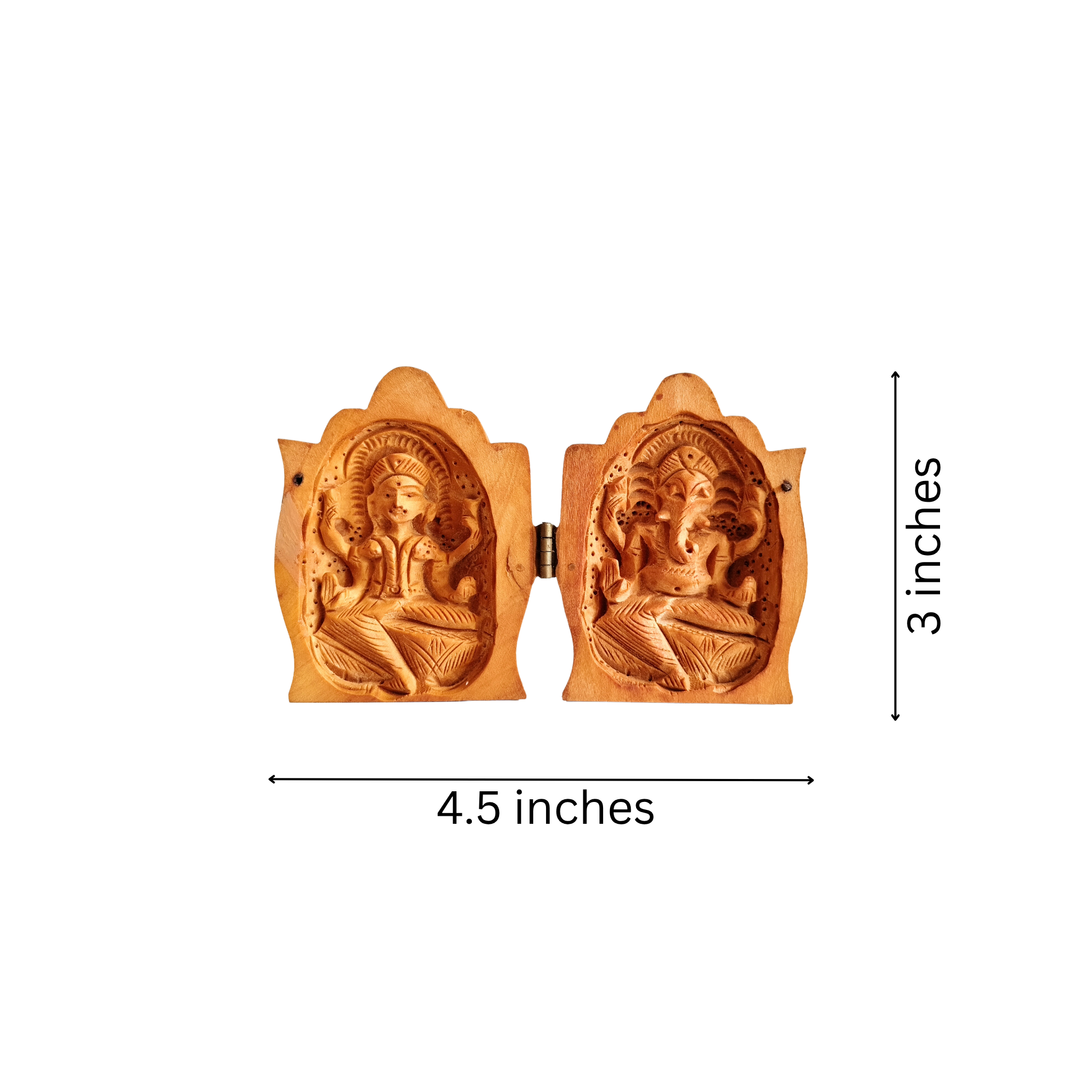 Wooden Folding Shrine with Goddess Lakshmi and Lord Ganesha