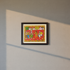 Hand-Painted Cheriyal Painting - Pothuraju & Bonalu Folk Dance   Cheriyala Painting