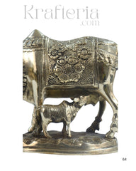 Divine Brass Kamadhenu with Calf – Sacred Vastu and Pooja Idol