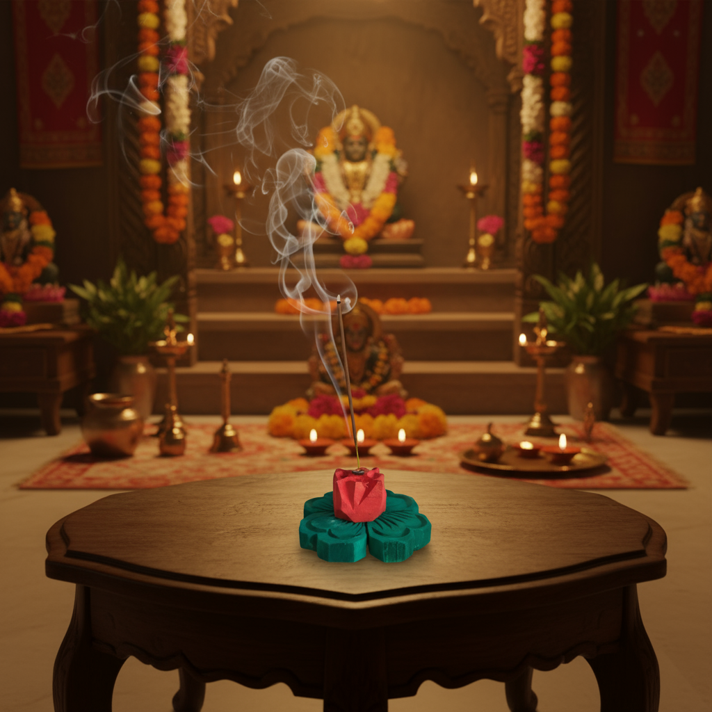 Hand-Painted Wooden Flower Agarbatti Stand – Elegant Incense Holder