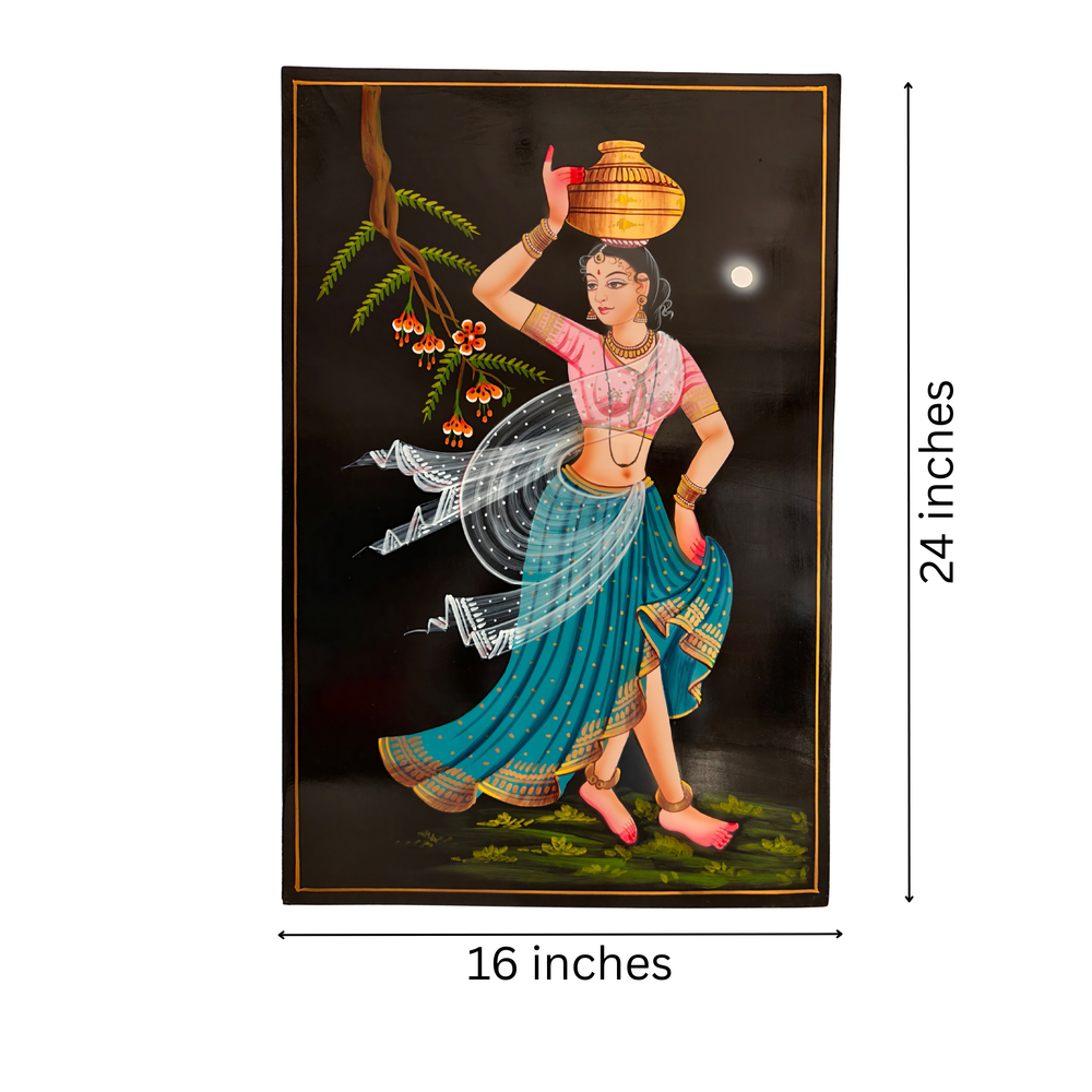 Folk village woman with pot Nirmal