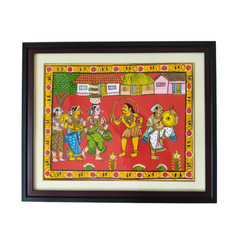 Hand-Painted Cheriyal Painting - Pothuraju & Bonalu Folk Dance   Cheriyala Painting