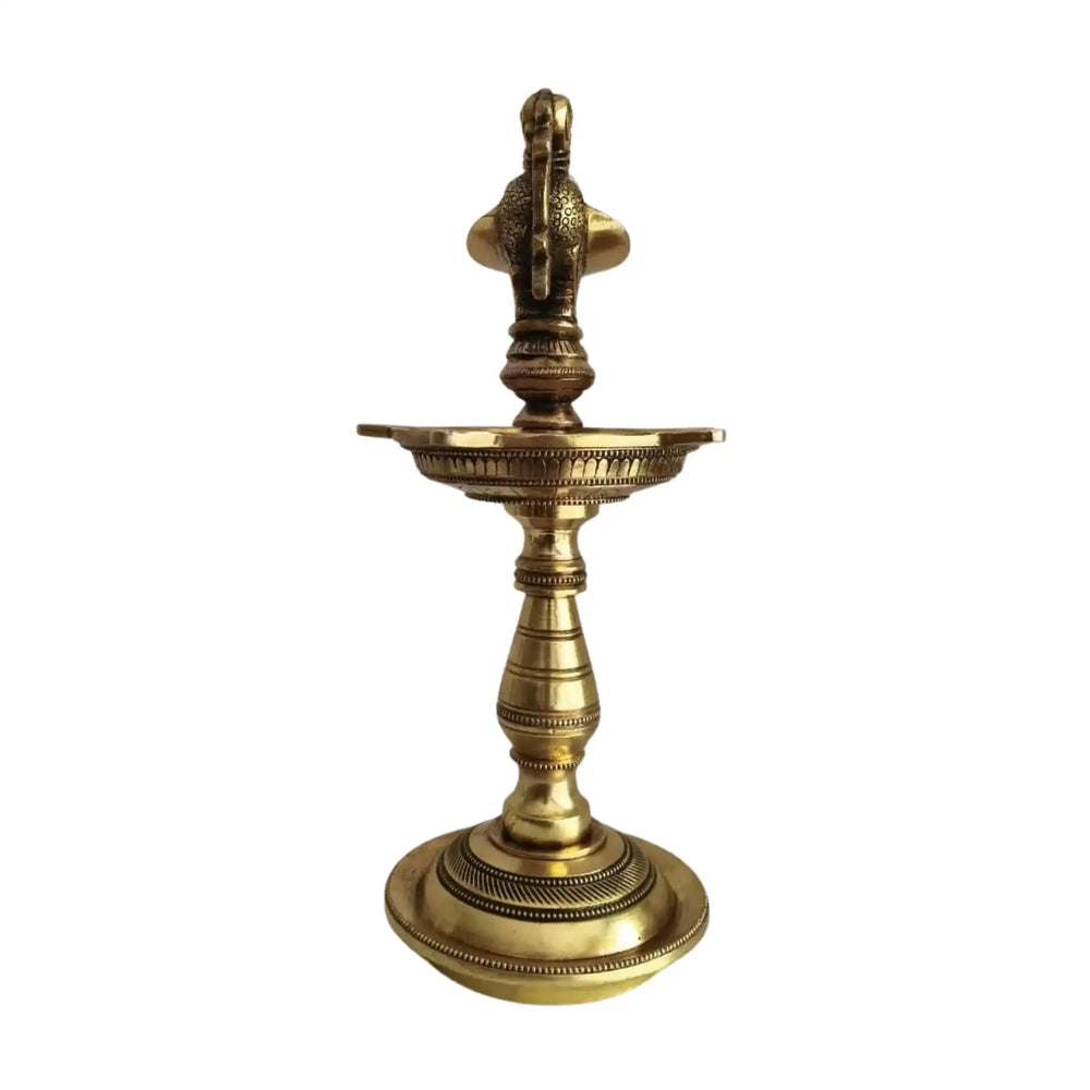 Brass Peacock Oil Lamp – Standing Pooja Deepam   Brass Ware