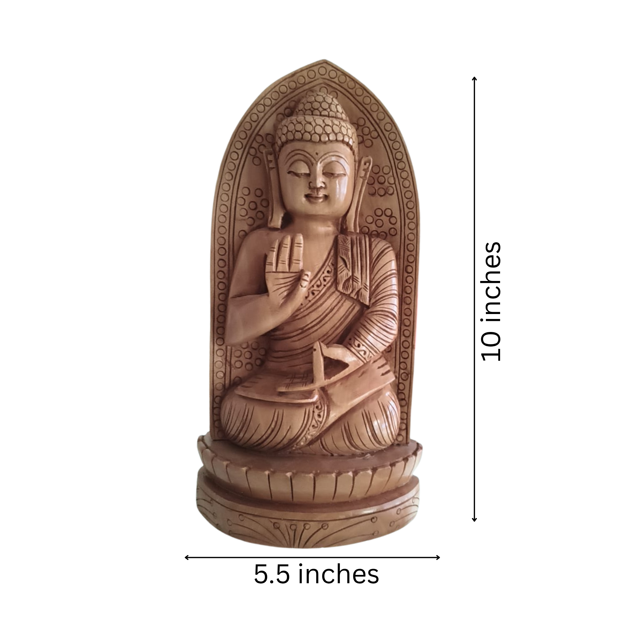 Hand-Carved Wooden Lotus Sitting Buddha – Spiritual Home Decor