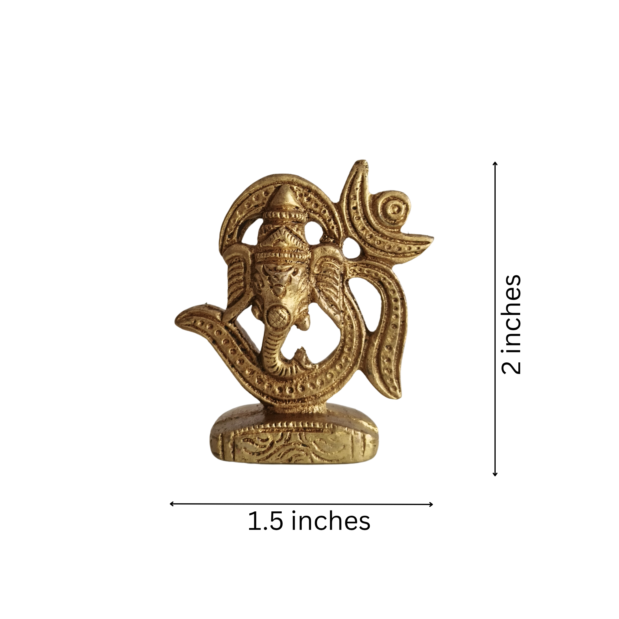 Golden Brass Lord Ganesha within Om (Aum) Symbol Statue